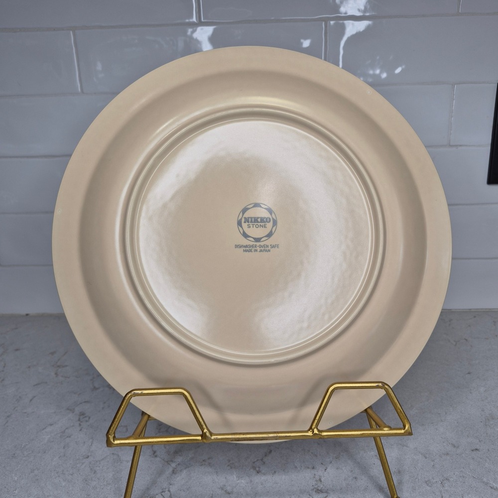 Nikko Stone Desert Sand Round Chop Plate Floral Mandala 12" Brown Beige - Picture 3 of 5